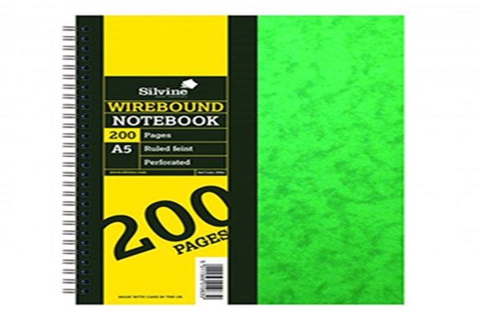 SILVINE_STIFF_GREEN_NOTEBOOK_A5